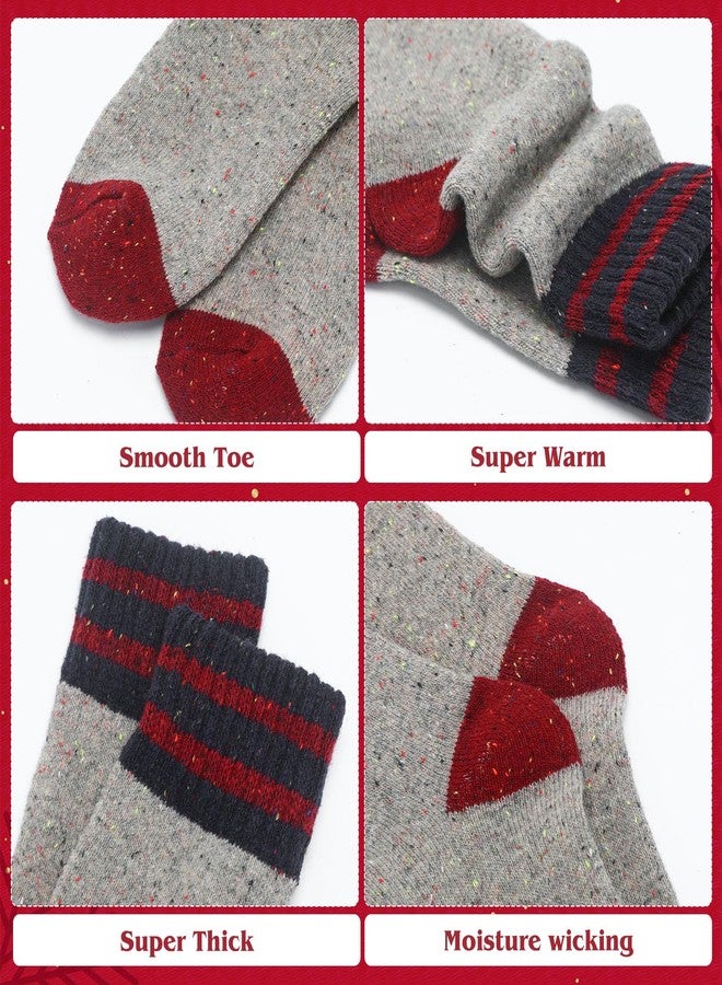 ShinyMatch 10 Pairs Womens Wool Socks Winter Warm Thermal Vintage Casual Striped Crew Thick Socks for Cozy Boot Soft Christmas Gift - Image 2